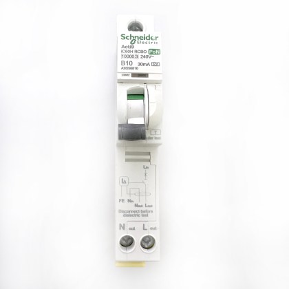 Schneider Electric iC60H Acti9 A9D56810 PoN B10 10A 10 Amp 30mA RCBO Circuit Breaker Type A